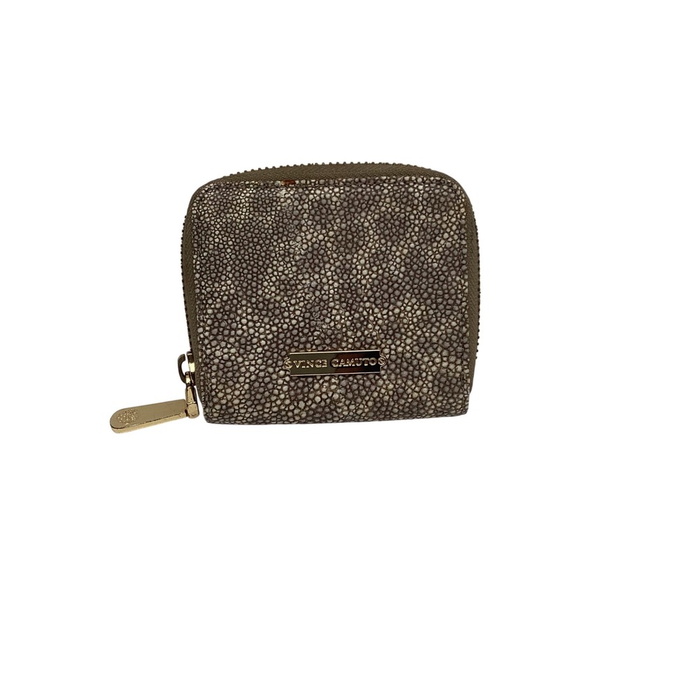 Vince Camuto Womens Metallic Stingray Embossed Leather Zip Around‎ Small Wallet